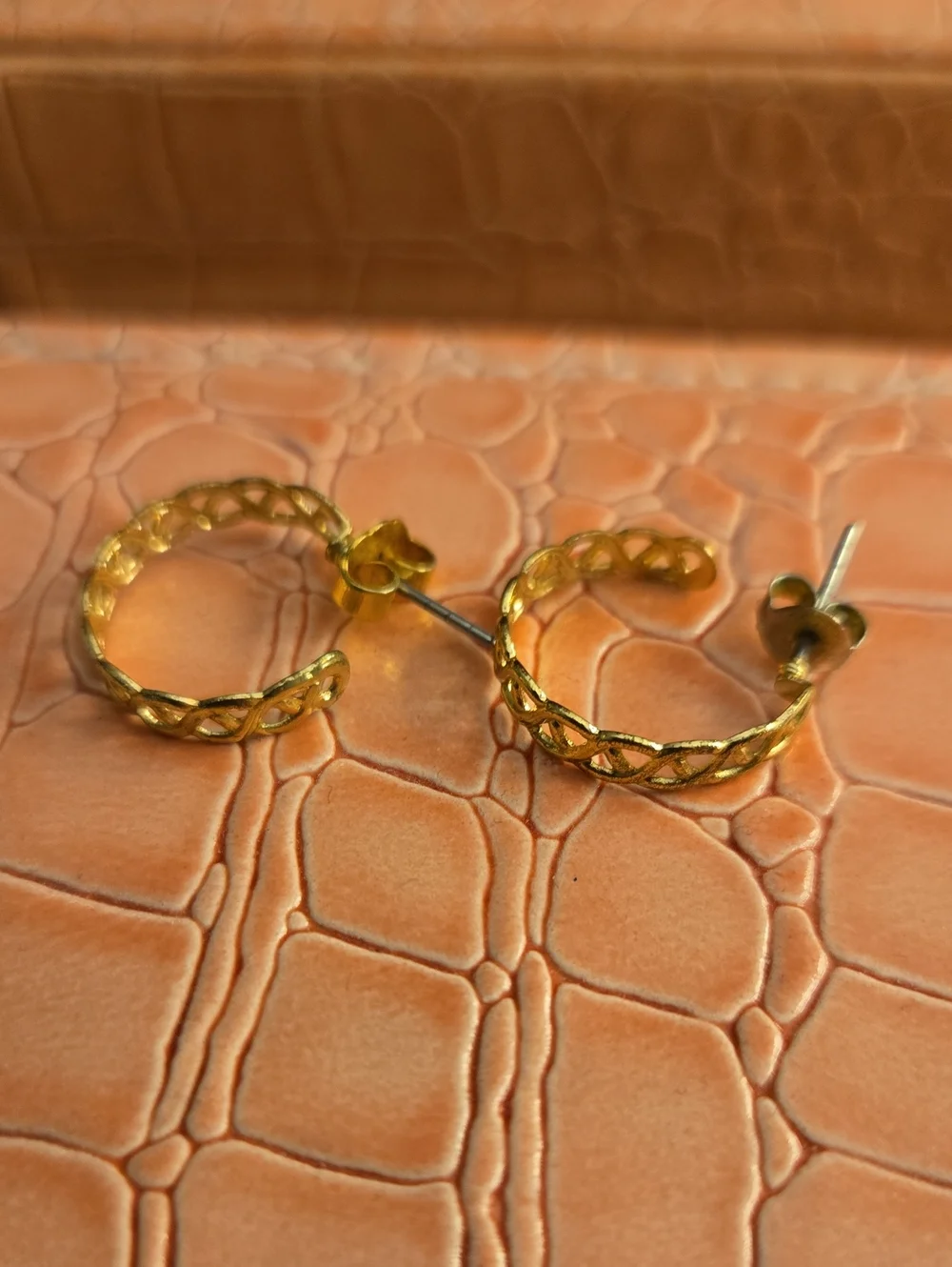 Gold-Tone Braided Hoop Stud Earrings - Women Jewelry